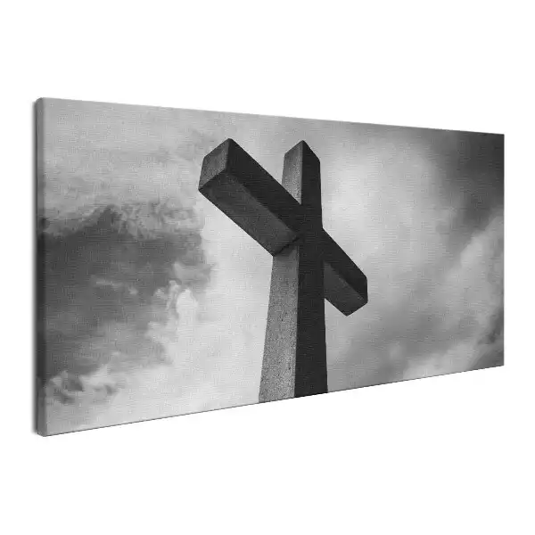 Obraz na płótnie Kamienny krzyż i niebo