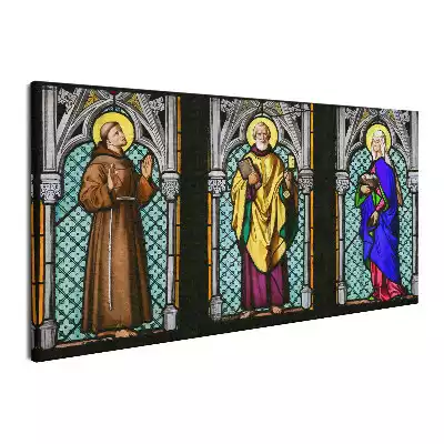 Obraz na płótnie Witraż Święci Franciszek, Piotr i Elżbieta