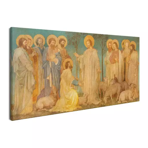 Obraz na płótnie „Paś owce moje” – Jezus i święty Piotr