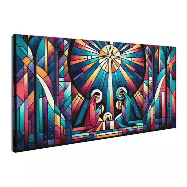 Obraz na płótnie Kolorowy witraż świętej rodziny Boże Narodzenie
