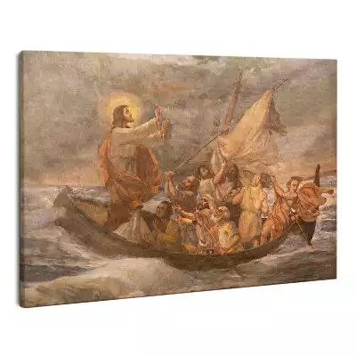 Zdjęcie na płótnie Jezus na Łodzi Burza