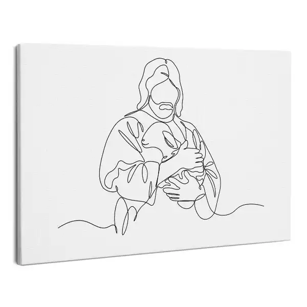 Zdjęcie na płótnie Jezus Dobry Pasterz Line Art