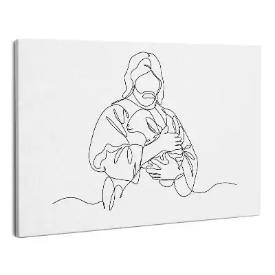 Zdjęcie na płótnie Jezus Dobry Pasterz Line Art