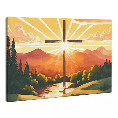 Zdjęcie na płótnie Krzyż artwork Malowany