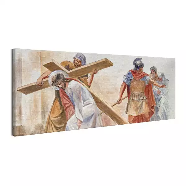 Obraz canvas Szymon Pomaga Nieść Krzyż Jezusowi
