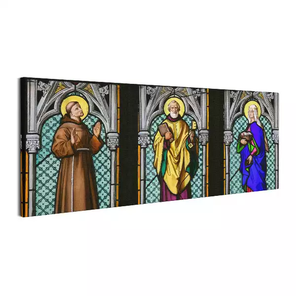 Obraz canvas Witraż Święci Franciszek, Piotr i Elżbieta