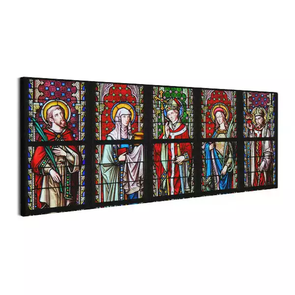 Obraz canvas Witraże - Święci Emiliusz, Joanna, Eugeniusz, Agnieszka i Augustyn
