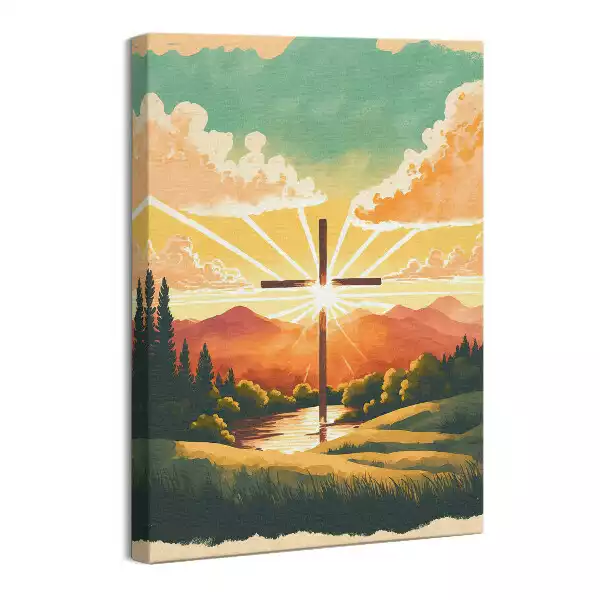 Obraz na płótnie Krzyż artwork Malowany