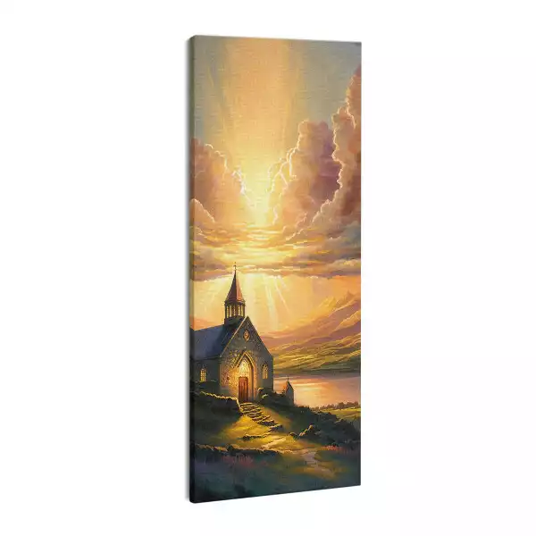 Obraz drukowany na płótnie Kościół zachód słońca