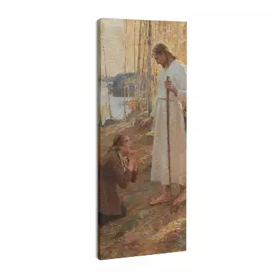 Obraz drukowany na płótnie Pejzaż Jezus i kobieta