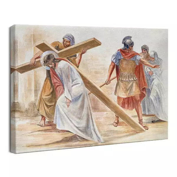 Obraz drukowany na płótnie Szymon Pomaga Nieść Krzyż Jezusowi