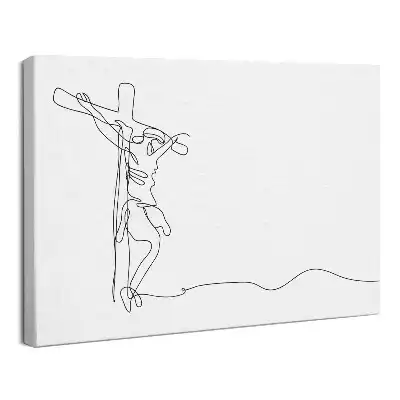 Obraz drukowany na płótnie Jezus na Krzyżu Line Art