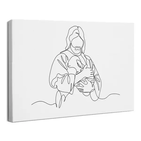 Obraz drukowany na płótnie Jezus Dobry Pasterz Line Art