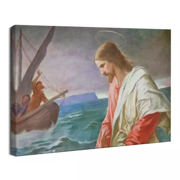 Obraz drukowany na płótnie Jezus i Piotr Na Jeziorze