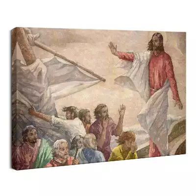 Obraz drukowany na płótnie Jezus na łodzi z uczniami