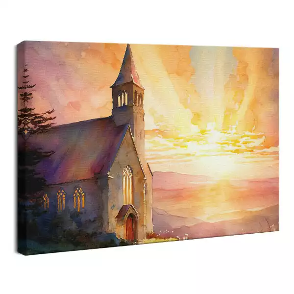 Obraz drukowany na płótnie Kościół malowany widok