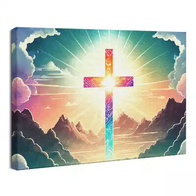 Obraz drukowany na płótnie Krzyż Chrześcijański motyw