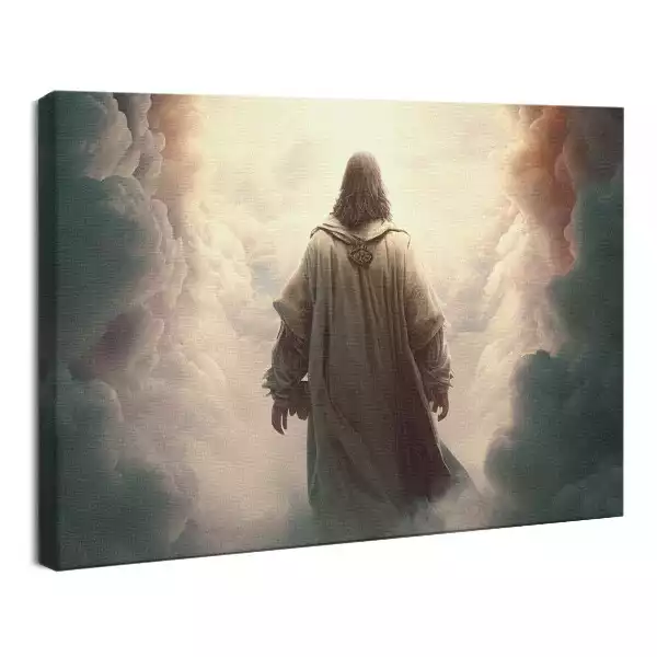 Obraz drukowany na płótnie Jezus w niebie chmurach