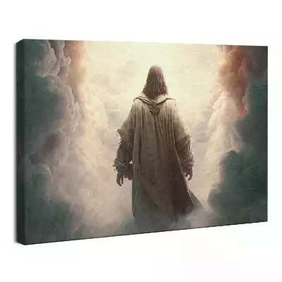 Obraz drukowany na płótnie Jezus w niebie chmurach