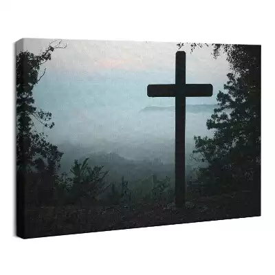 Obraz drukowany na płótnie Pejzaż z krzyżem