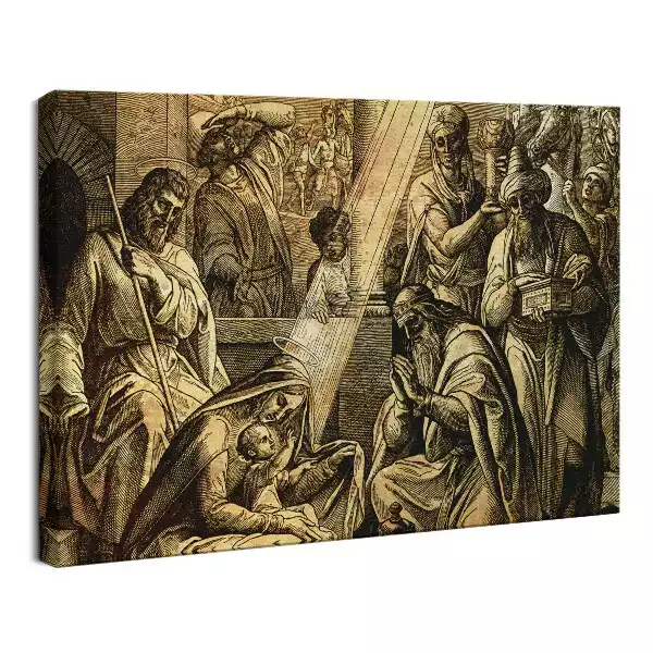 Obraz drukowany na płótnie Jezus Matka Boża i trzej mędrcy