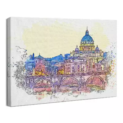 Obraz drukowany na płótnie Akwarela Katedry św. Piotra w Rzymie Włochy