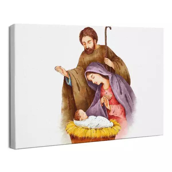 Obraz drukowany na płótnie Akwarela Święta Rodzina Boże Narodzenie