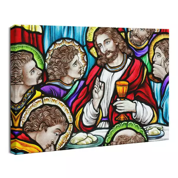 Obraz drukowany na płótnie Witraż Jezus na ostatniej wieczerzy