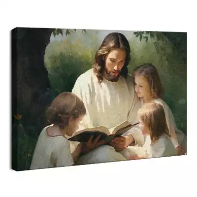 Obraz drukowany na płótnie Jezus Chrystus z dziećmi
