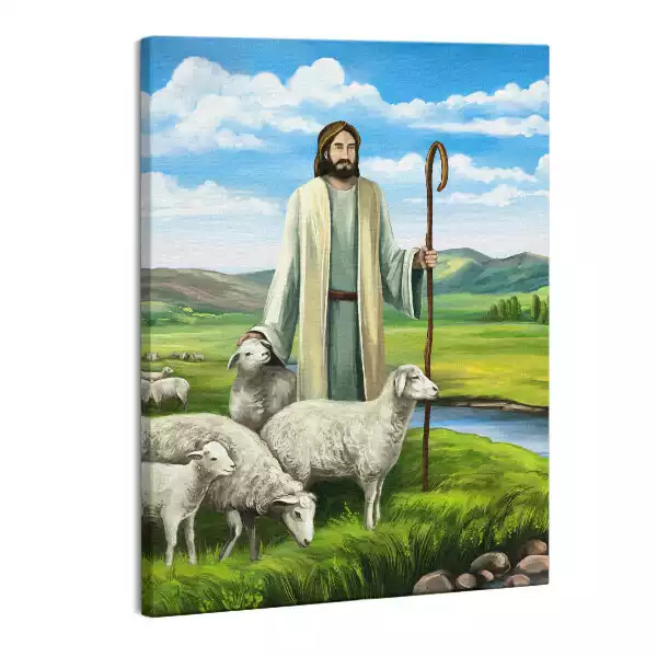 Zdjęcie na płótnie Pan Jezus Dobry Pasterz Owce