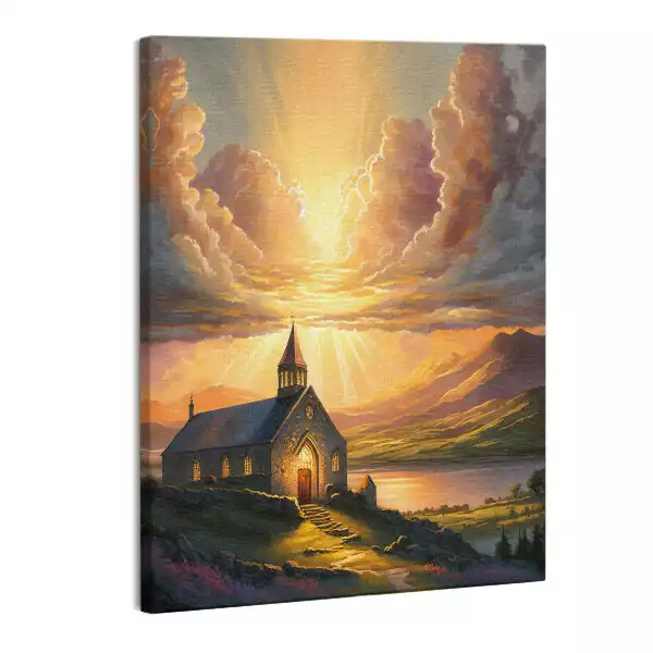 Zdjęcie na płótnie Kościół zachód słońca