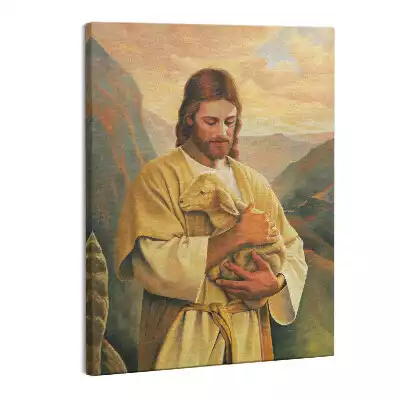 Zdjęcie na płótnie Jezus Dobry Pasterz z owieczką