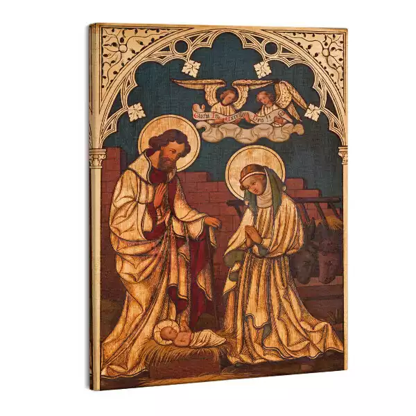 Zdjęcie na płótnie Jóżef Maryja i Jezus w szopce Boże Narodzenie