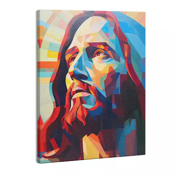 Zdjęcie na płótnie Kolorowa ilustracja twarz Jezusa