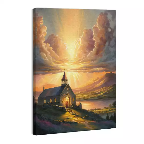 Obraz canvas Kościół zachód słońca