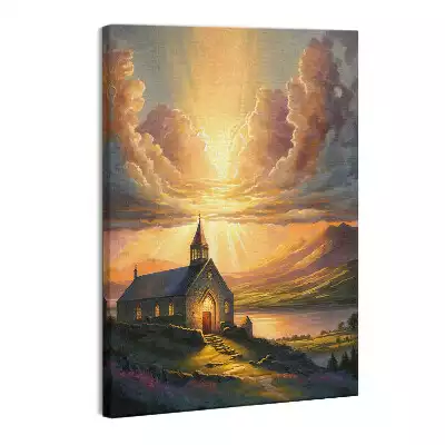 Obraz canvas Kościół zachód słońca