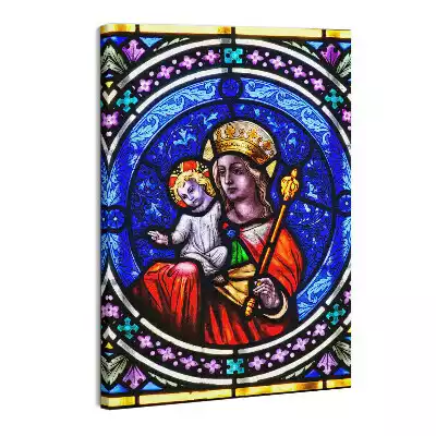 Obraz canvas Witraż Matki Boskiej z dzieciątkiem Jezus