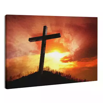 Zdjęcie na płótnie Krzyż i zachód słońca