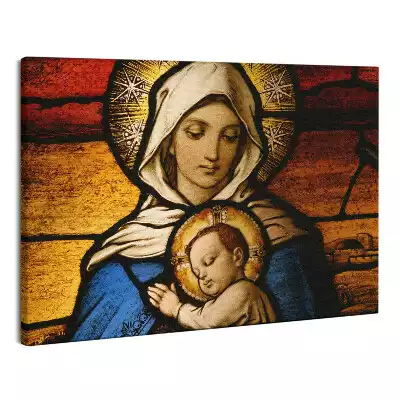 Zdjęcie na płótnie Witraż Maryja z dzieciątkiem Jezus