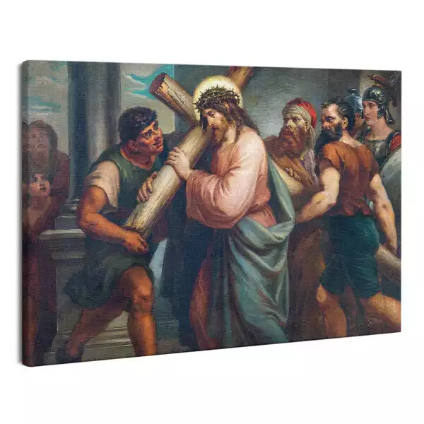Foto obraz na płótnie Jezus Chrystus niesie swój Krzyż