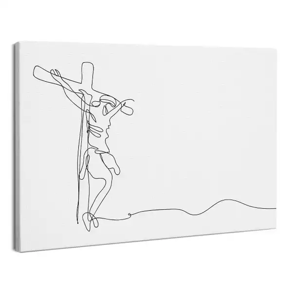 Foto obraz na płótnie Jezus na Krzyżu Line Art