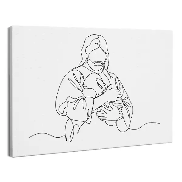 Zdjęcie na płótnie Jezus Dobry Pasterz Line Art