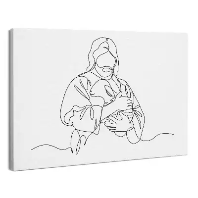 Zdjęcie na płótnie Jezus Dobry Pasterz Line Art