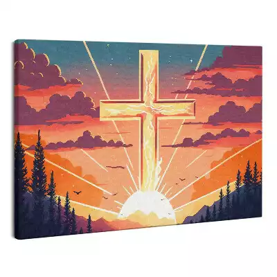 Obraz na płótnie Krzyż o zachodzie słońca