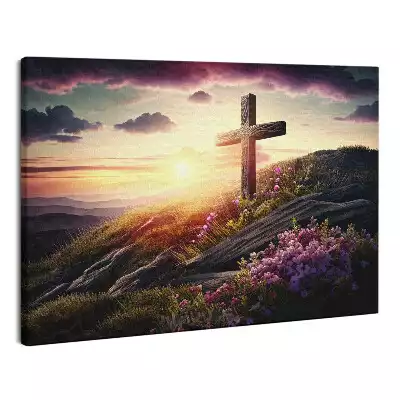 Zdjęcie na płótnie Krzyż na wzgórzu religijny