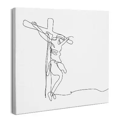 Obraz na płótnie Jezus na Krzyżu Line Art