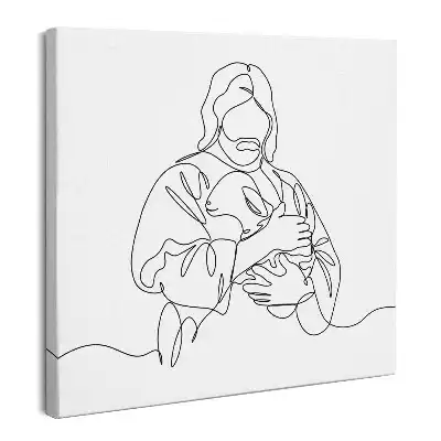 Obraz na płótnie Jezus Dobry Pasterz Line Art
