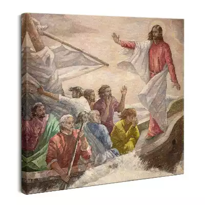 Obraz na płótnie Jezus na łodzi z uczniami