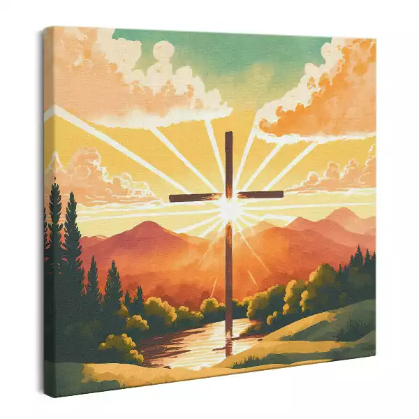 Obraz na płótnie Krzyż artwork Malowany
