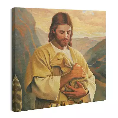 Obraz na płótnie Jezus Dobry Pasterz z owieczką